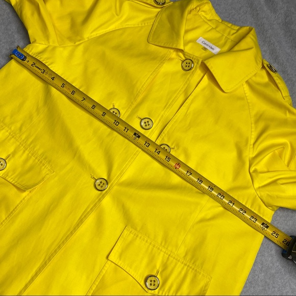 Calvin Klein Women's Short Yellow Trench Jacket SZ XL - Picture 5 of 8